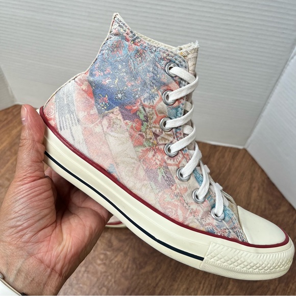 Converse High Top Faded BoHo Floral Patchwork Sneakers Size 6 - Picture 12 of 15